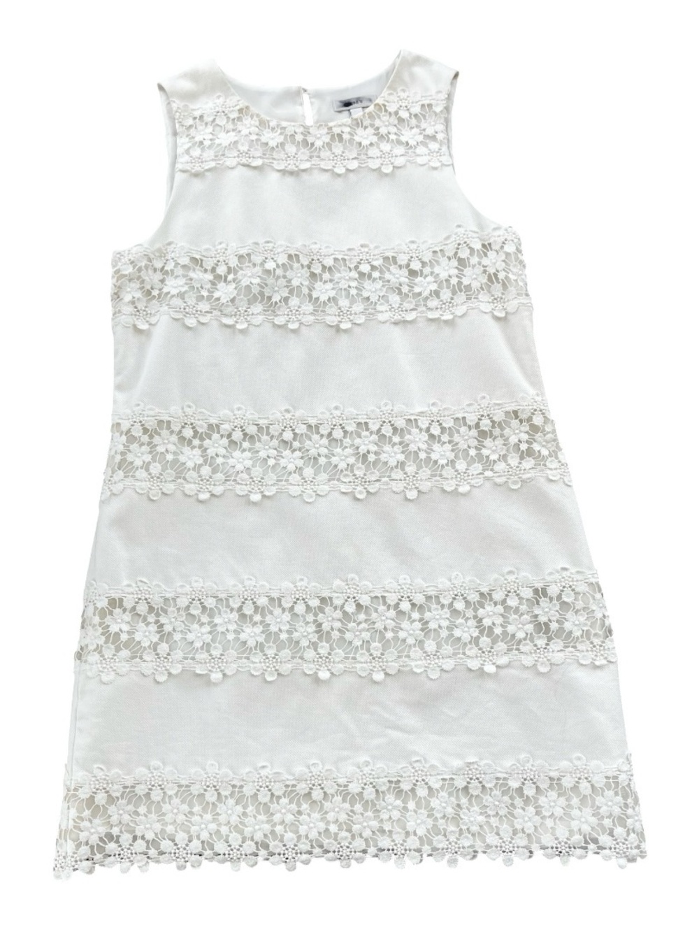 J. Crew Ivory Sleeveless Lace-Strip Mini Dress
